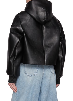 Back View - Click To Enlarge - JW ANDERSON - Cropped Hooded Leather Blouson Jacket