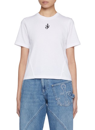 Main View - Click To Enlarge - JW ANDERSON - Embroidered Anchor Panelled Cotton T-Shirt