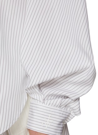  - JW ANDERSON - Lace-Trim V-Neck Striped Cotton Shirt