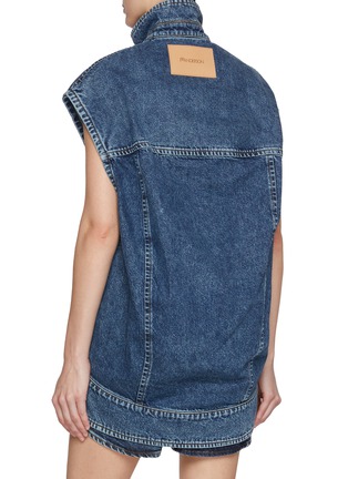 Back View - Click To Enlarge - JW ANDERSON - High Neck Sleeveless Dark Wash Wool Denim Jacket