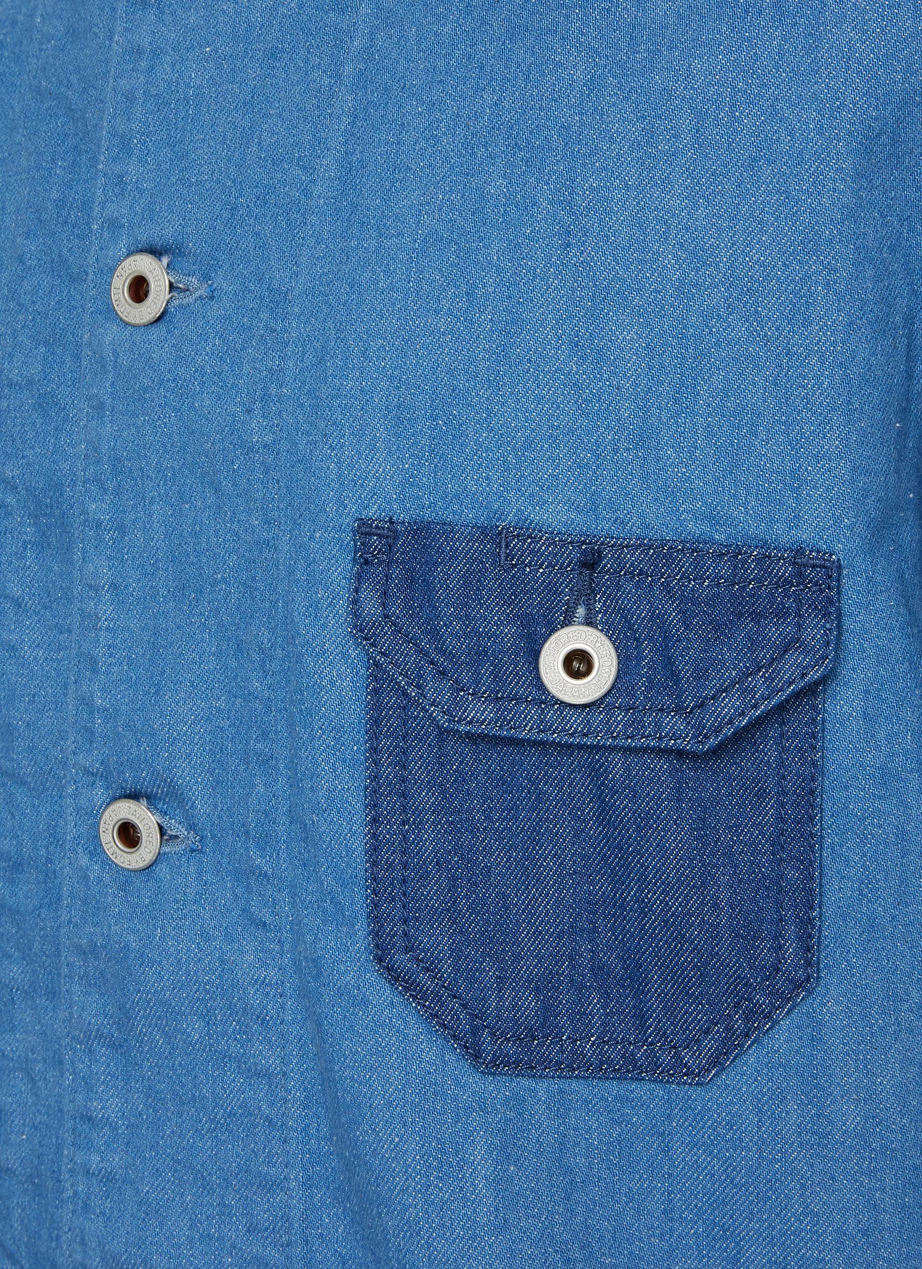 Contrast Quad Pocket Denim Shirt Jacket - Thumbnail 4