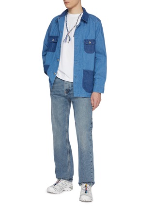 Figure View - Click To Enlarge - FDMTL - Contrast Quad Pocket Denim Shirt Jacket