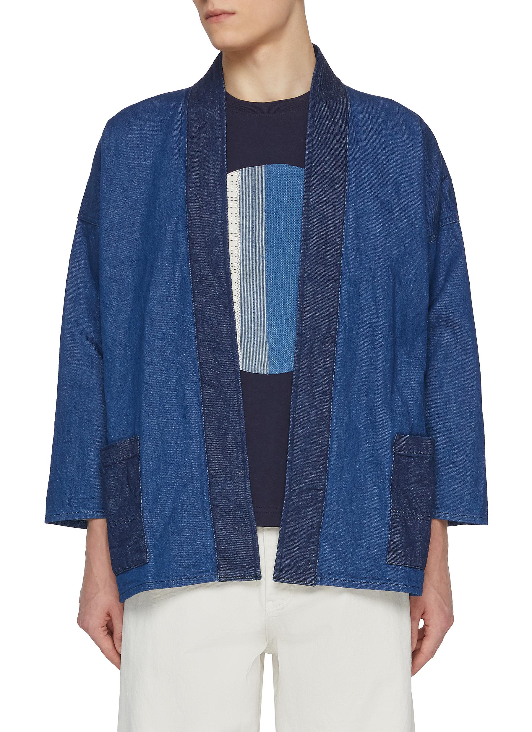 Contrast Print Cotton Haori Jacket
