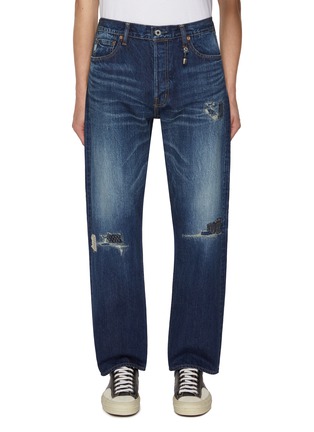 Main View - Click To Enlarge - FDMTL - Sashiko Distressed Dark Wash Jeans