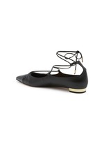 【Aquazzura】 Gabi suede-trimmedメタリックレザーフラット Gabi suede-trimmed metallic leather flats in silver