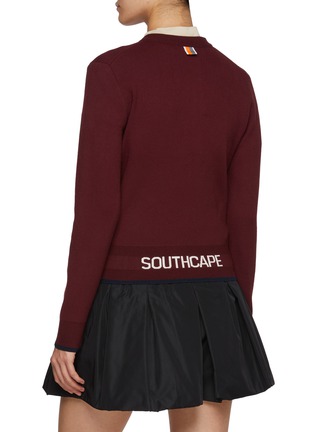 Back View - Click To Enlarge - SOUTHCAPE - Crewneck Logo Jacquard Cardigan