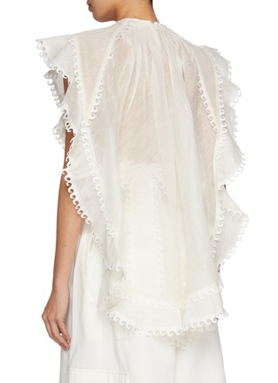 Back View - Click To Enlarge - ZIMMERMANN - Embroidered Linen Silk Waterfall Top