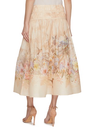 Back View - Click To Enlarge - ZIMMERMANN - Illuminate Floral Linen Silk Midi Skirt