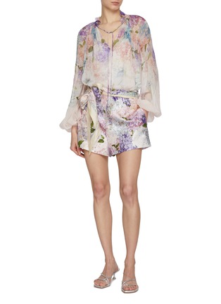 Figure View - Click To Enlarge - ZIMMERMANN - Dawning Tie Waist Silk Shorts