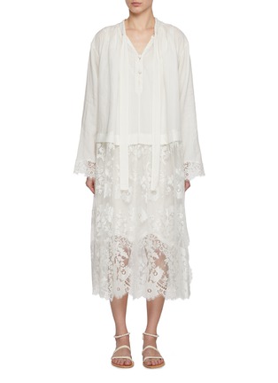 Main View - Click To Enlarge - ZIMMERMANN - Illuminate Lace-Trimmed Midi Dress