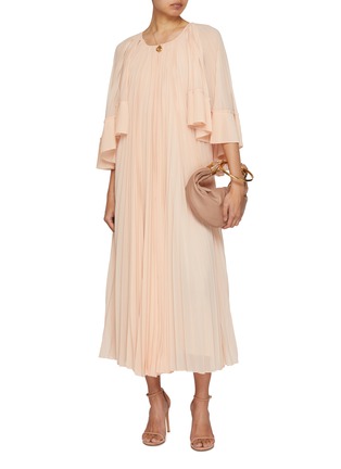 Figure View - Click To Enlarge - ZIMMERMANN - Illuminate Pleated Cape Maxi Dress