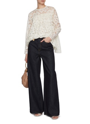 Figure View - Click To Enlarge - ZIMMERMANN - Illuminate Lace Cotton Blend Top