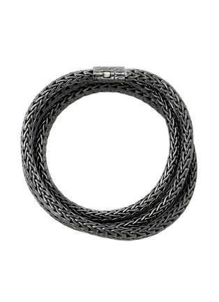 Detail View - Click To Enlarge - JOHN HARDY - Classic Silver Black Rhodium Triple Wrap Bracelet — Size UM