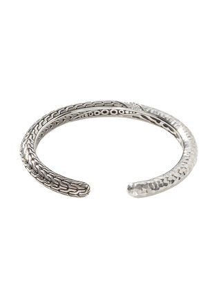 Detail View - Click To Enlarge - JOHN HARDY - Classic Chain Sterling Silver Diamond Pavé Hammered Twisted Cuff — Size M
