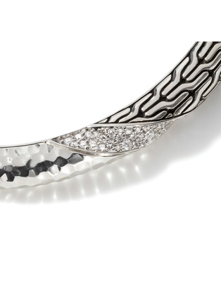  - JOHN HARDY - Classic Chain Sterling Silver Diamond Pavé Hammered Twisted Cuff — Size M