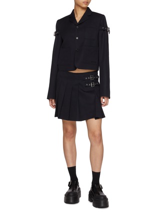 Figure View - Click To Enlarge - WE11DONE - Belted Wool Mini Skirt