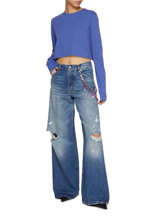 Figure View - Click To Enlarge - WE11DONE - Distressed Medium Wash Denim Jeans