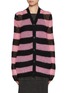 Main View - Click To Enlarge - WE11DONE - Striped Crochet Wool Blend Cardigan