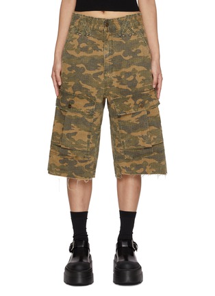 Main View - Click To Enlarge - WE11DONE - Camouflage Vintage Cotton Cargo Shorts