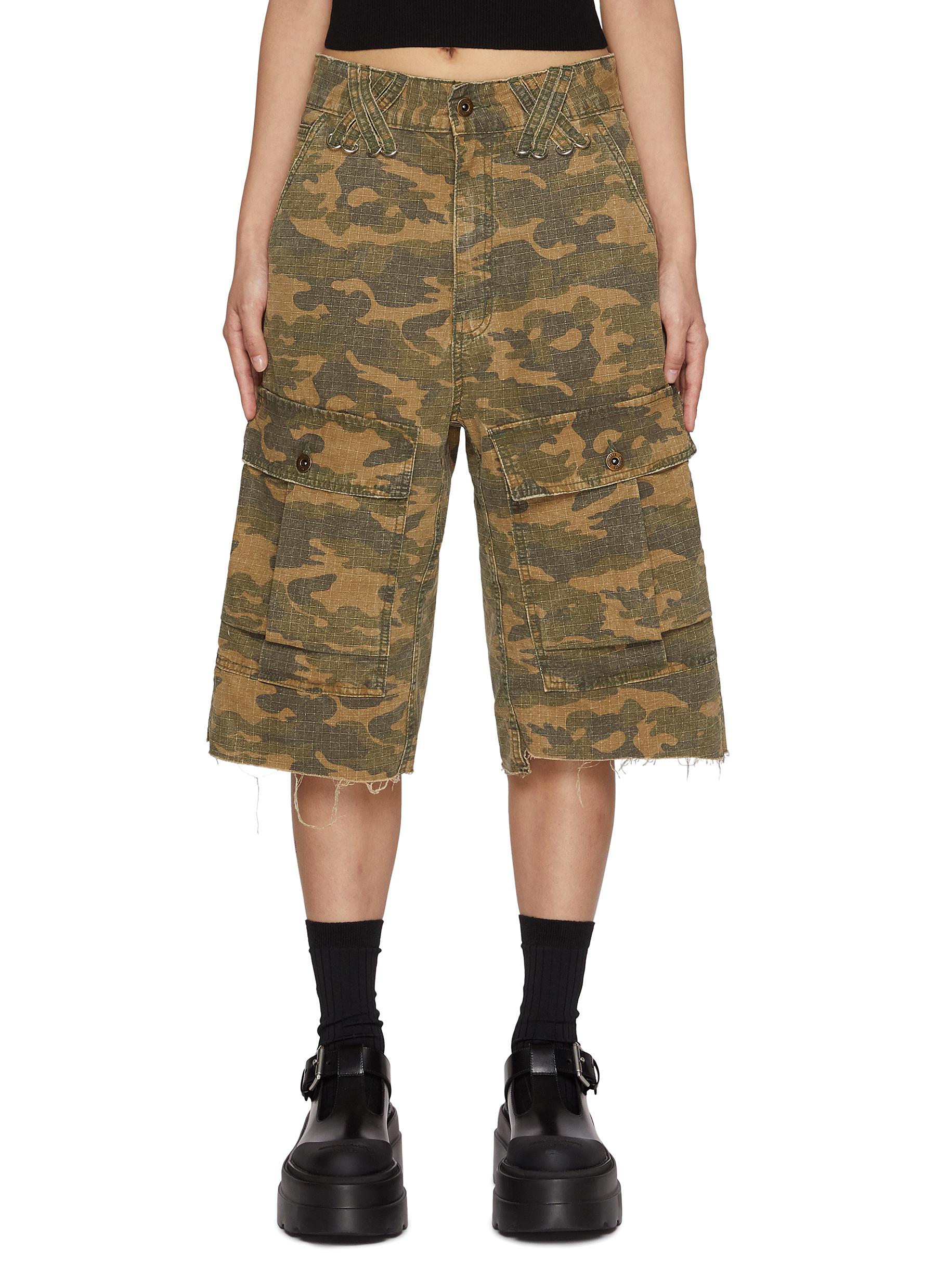 【関税込み】We11done グリーン Camo Vintage ショートパンツ WE11DONE | Camouflage Vintage Cotton Cargo Shorts | Women
