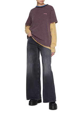 Figure View - Click To Enlarge - WE11DONE - Striped Logo Cotton T-Shirt