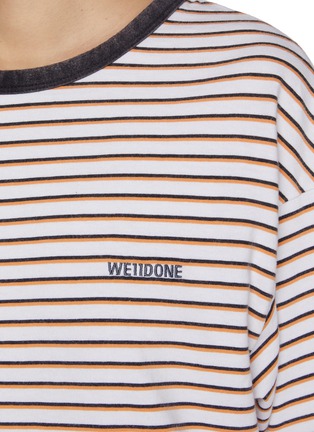  - WE11DONE - Contrast Neckline Striped Cotton T-Shirt