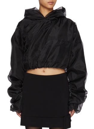 Main View - Click To Enlarge - WE11DONE - Organza Layered Cropped Hoodie