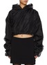 Main View - Click To Enlarge - WE11DONE - Organza Layered Cropped Hoodie