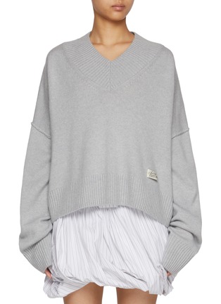 Main View - Click To Enlarge - WE11DONE - Oversized Cropped Wool Cashmere Knit Sweater