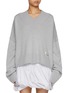 Main View - Click To Enlarge - WE11DONE - Oversized Cropped Wool Cashmere Knit Sweater