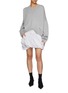 Figure View - Click To Enlarge - WE11DONE - Oversized Cropped Wool Cashmere Knit Sweater