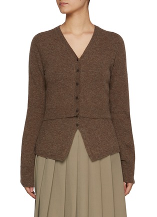 Main View - Click To Enlarge - TONYWACK - V-Neck Cropped Wool Blend Cardigan