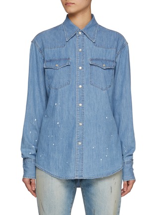 Main View - Click To Enlarge - TONYWACK - Hand Painted Denim Western Shirt