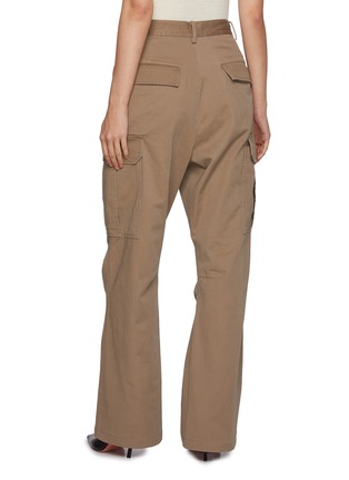 Back View - Click To Enlarge - TONYWACK - Washed Cotton Flared Leg Cargo Pants