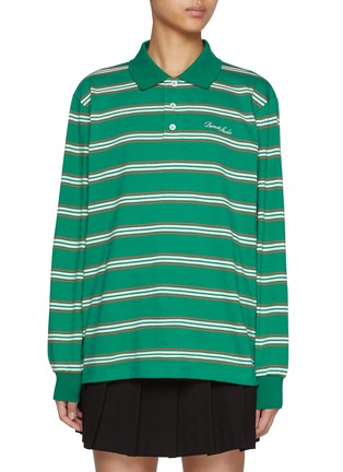 Main View - Click To Enlarge - DUNST - Unisex Striped Long Sleeve Polo Shirt