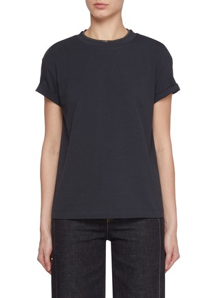 Main View - Click To Enlarge - BRUNELLO CUCINELLI - Monili Crewneck Cotton Blend T-Shirt