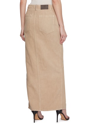 Back View - Click To Enlarge - BRUNELLO CUCINELLI - Front Slit Cotton Linen Maxi Skirt