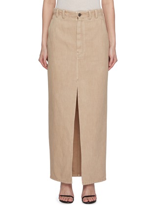 Main View - Click To Enlarge - BRUNELLO CUCINELLI - Front Slit Cotton Linen Maxi Skirt