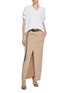 Figure View - Click To Enlarge - BRUNELLO CUCINELLI - Front Slit Cotton Linen Maxi Skirt