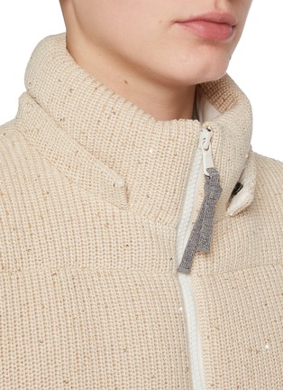 Detail View - Click To Enlarge - BRUNELLO CUCINELLI - Monili Zip Cotton Blend Hooded Puffer Gilet