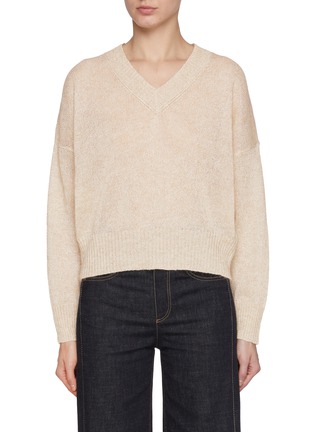 Main View - Click To Enlarge - BRUNELLO CUCINELLI - V-Neck Paper Yarn Mohair Blend Sweater