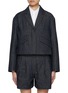 Main View - Click To Enlarge - BRUNELLO CUCINELLI - Round Shoulder Cropped Dark Wash Denim Blazer