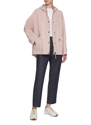 Figure View - Click To Enlarge - BRUNELLO CUCINELLI - Hooded Pocket Cotton Parka Coat