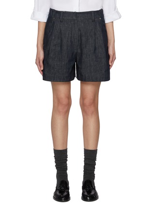 Main View - Click To Enlarge - BRUNELLO CUCINELLI - Baggy Elasticated Dark Wash Denim Shorts