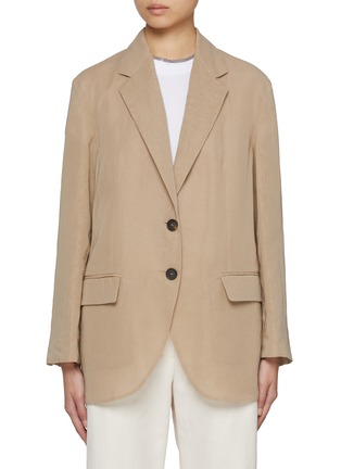 Main View - Click To Enlarge - BRUNELLO CUCINELLI - Single Breasted Unlined Cotton Gauze Blazer