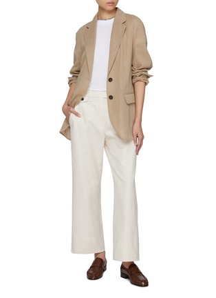 Figure View - Click To Enlarge - BRUNELLO CUCINELLI - Single Breasted Unlined Cotton Gauze Blazer