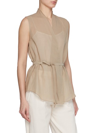 Detail View - Click To Enlarge - BRUNELLO CUCINELLI - Sheer Layer Open Front Cotton Cardigan