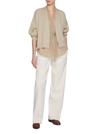 Figure View - Click To Enlarge - BRUNELLO CUCINELLI - Sheer Layer Open Front Cotton Cardigan