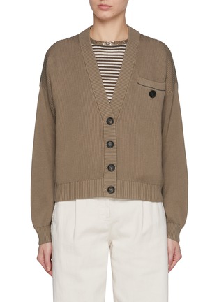 Main View - Click To Enlarge - BRUNELLO CUCINELLI - V-Neck Buttoned Pocket Cotton Cardigan