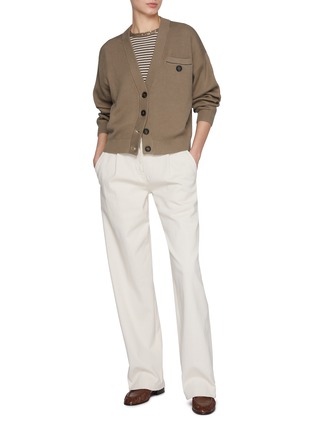 Figure View - Click To Enlarge - BRUNELLO CUCINELLI - V-Neck Buttoned Pocket Cotton Cardigan